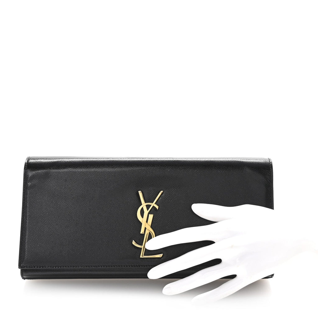 Patent Grain De Poudre Monogram Cassandre Clutch Black