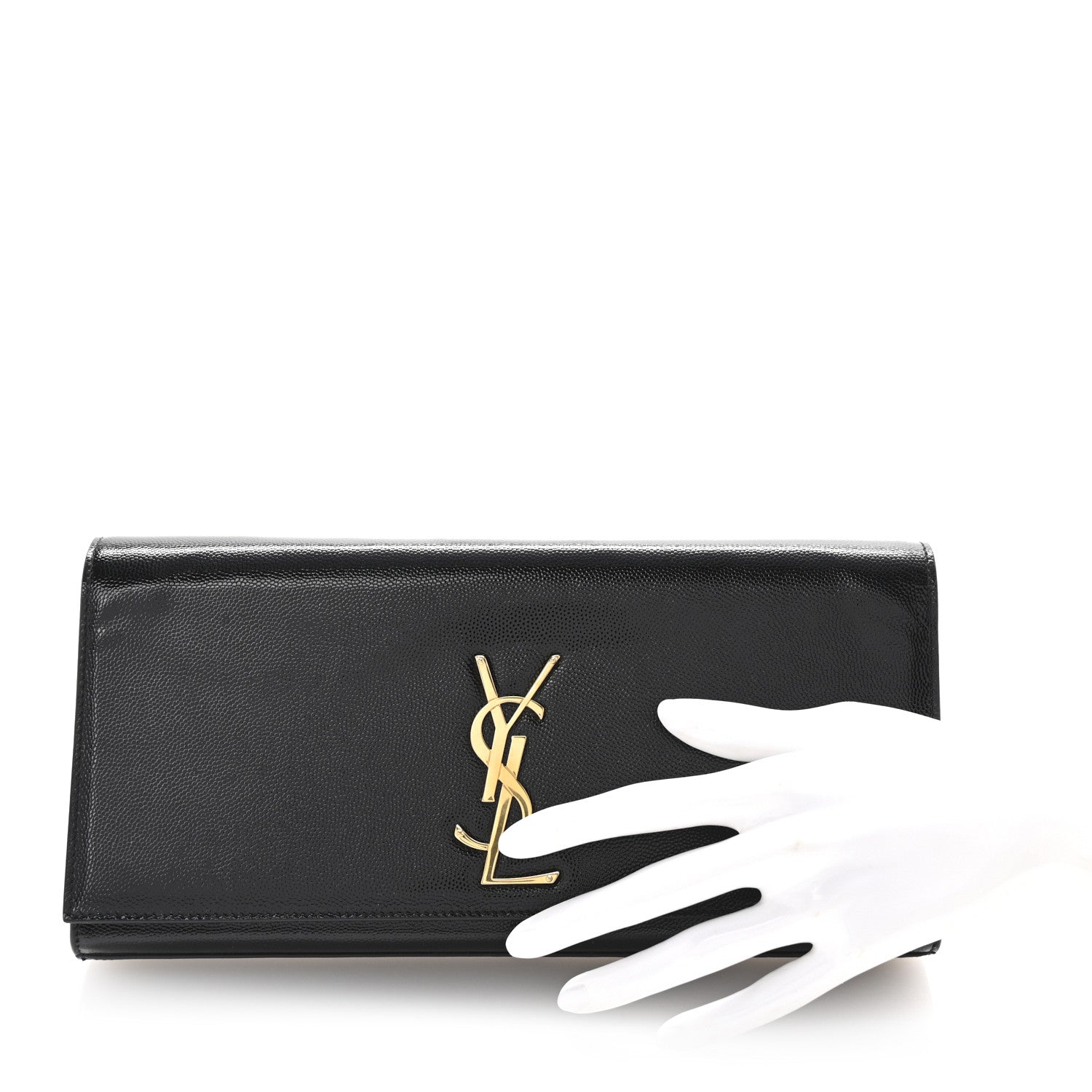 Patent Grain De Poudre Monogram Cassandre Clutch Black