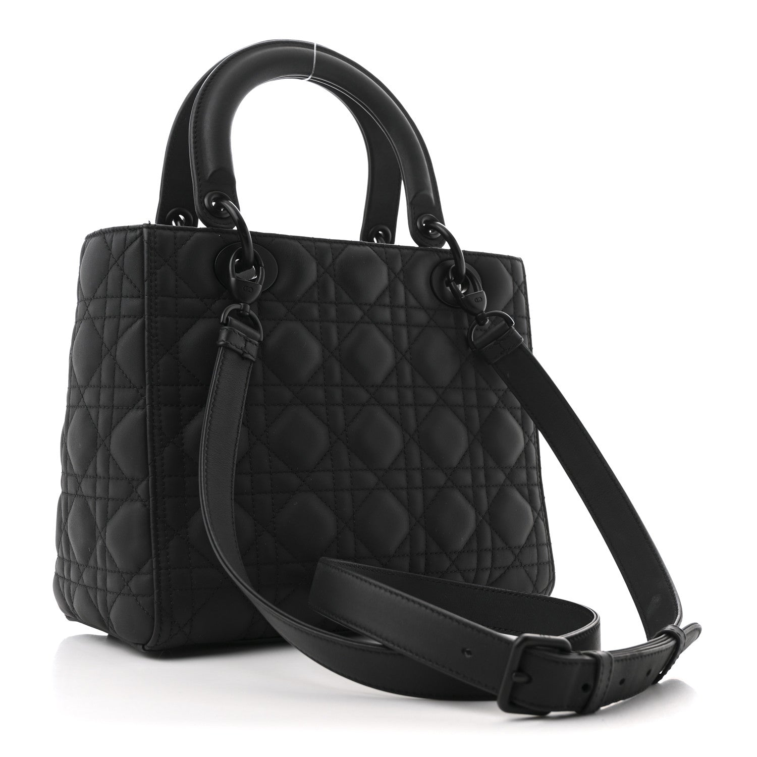 Ultra Matte Calfskin Cannage Medium Lady Dior Black