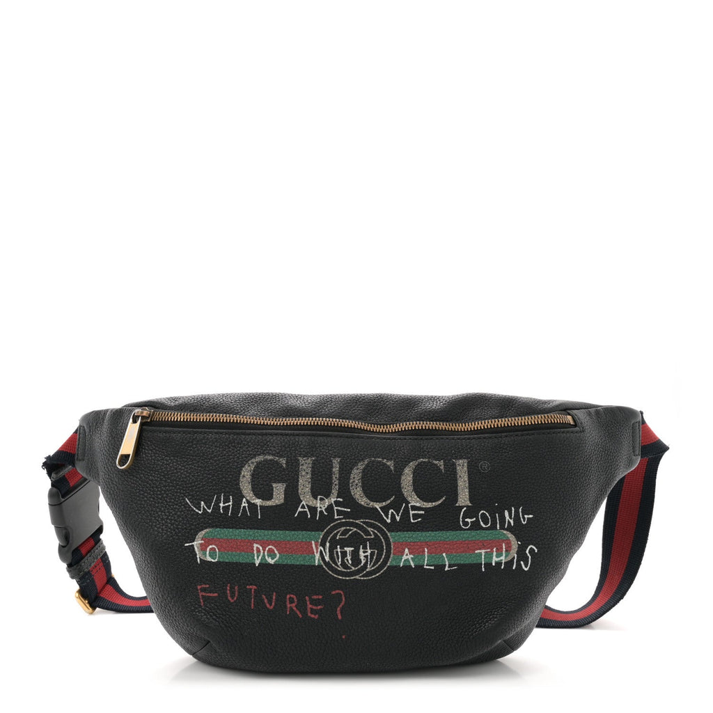Grained Calfskin Coco Capitan Logo Belt Bag Black