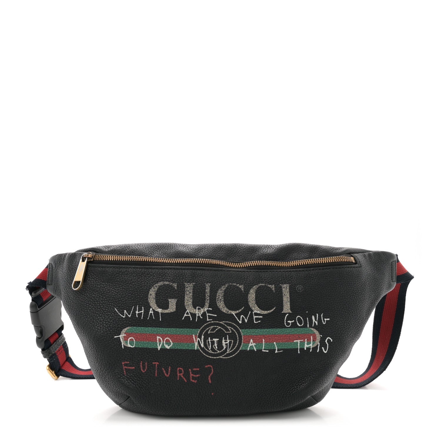Grained Calfskin Coco Capitan Logo Belt Bag Black