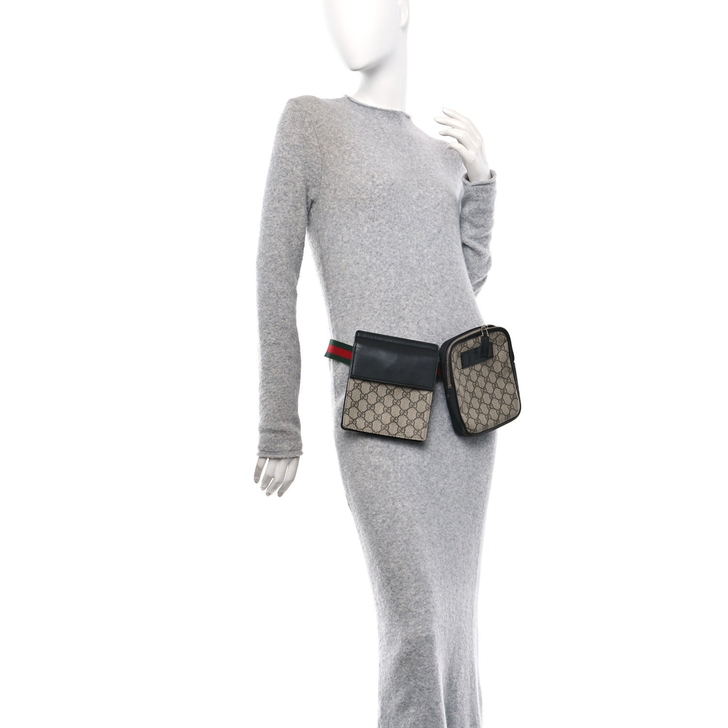GG Supreme Monogram Web Belt Bag Black