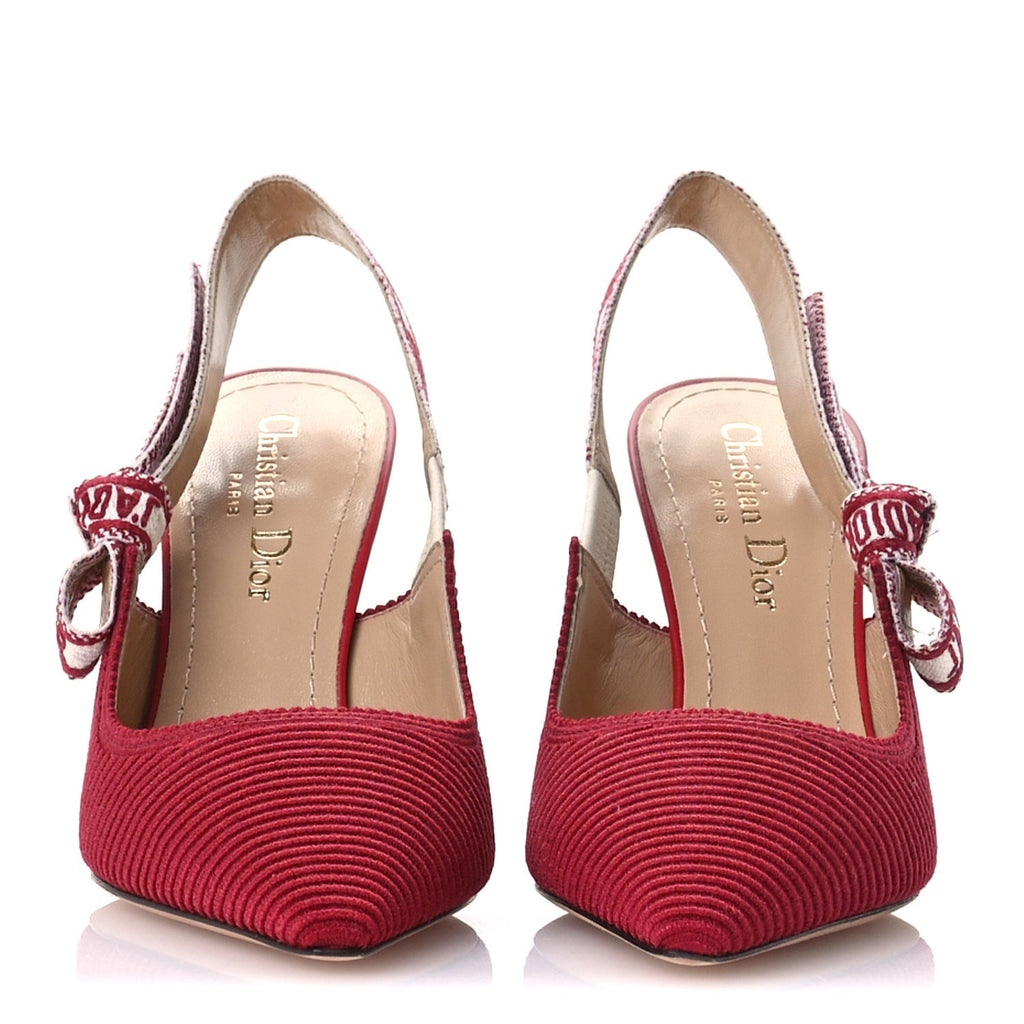 Technical Canvas Ribbon J Adior Slingback 100mm Pumps 36 Cherry