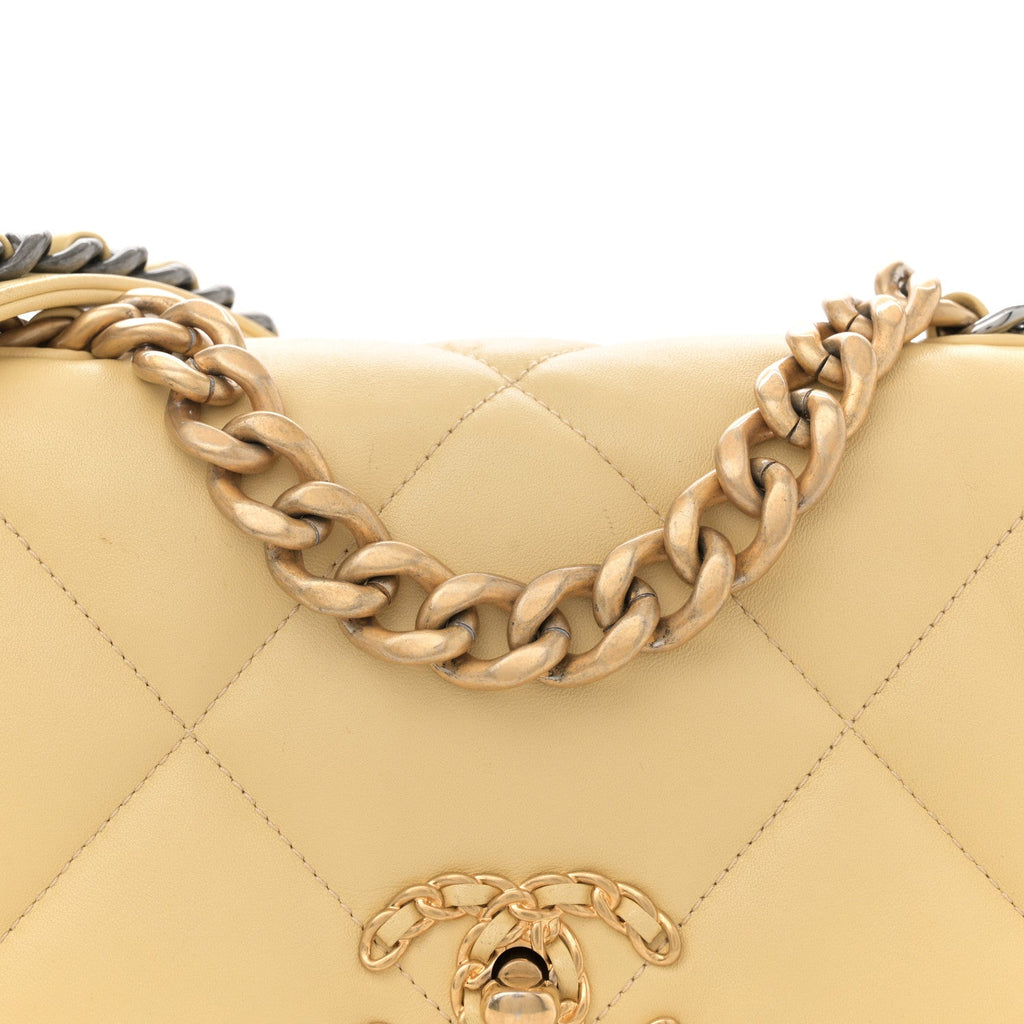 Lambskin Quilted Medium Chanel 19 Flap Yellow