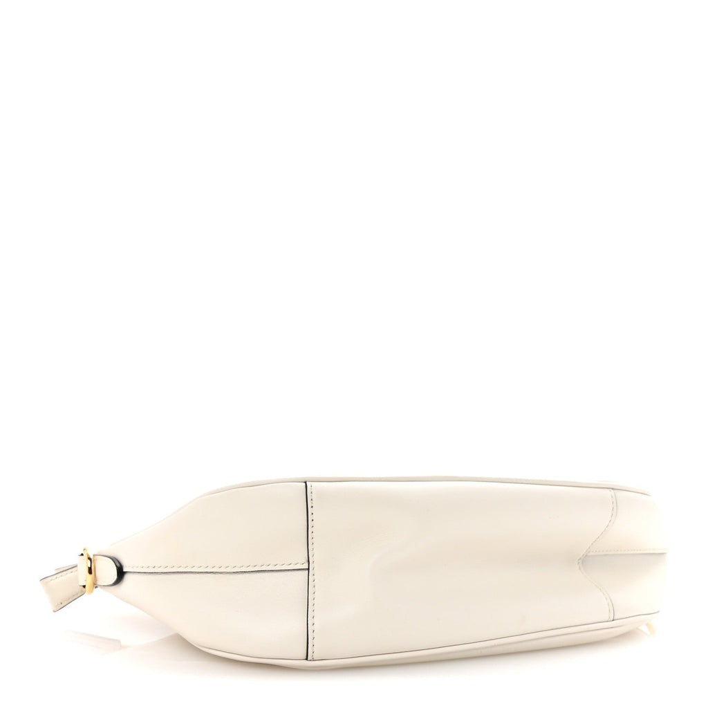 City Calfskin Small Triangle Shoulder Bag White