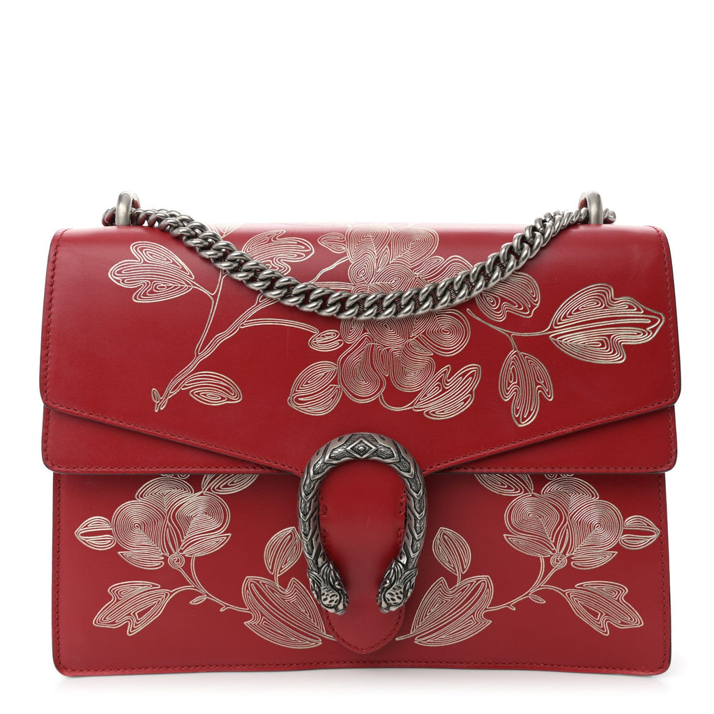 Calfskin Chinese New Year Medium Dionysus Shoulder Bag Hibiscus Red