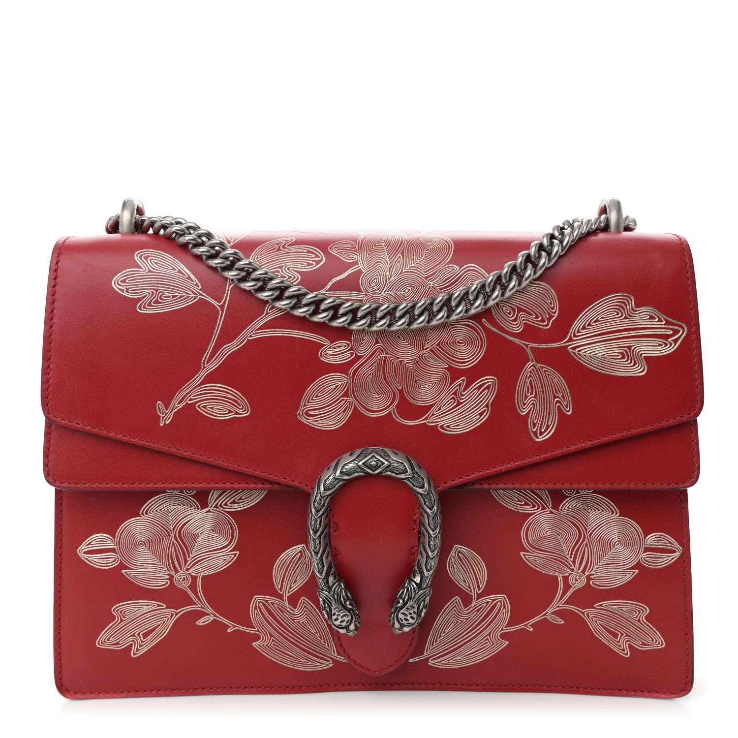 Calfskin Chinese New Year Medium Dionysus Shoulder Bag Hibiscus Red
