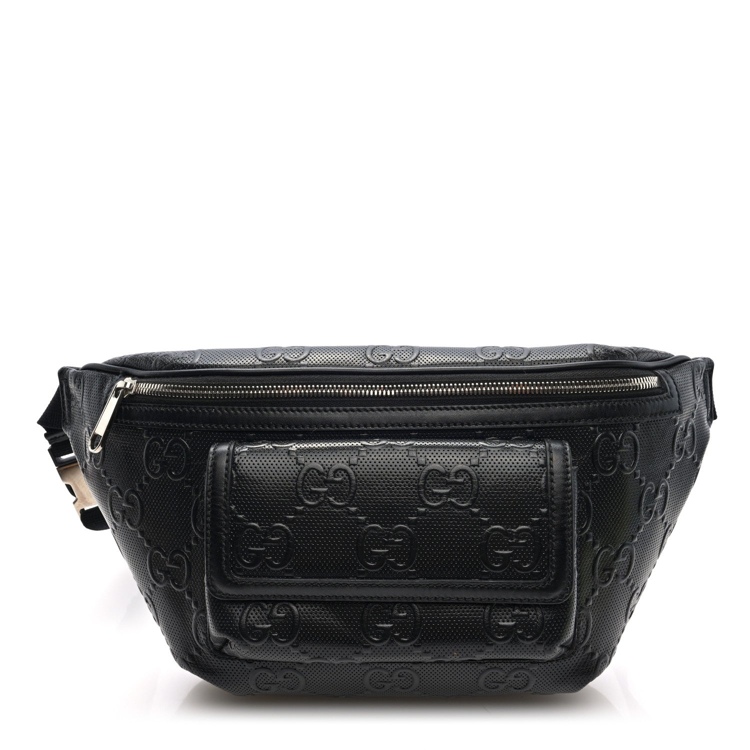 Calfskin GG Tennis Embossed Pocket Belt Bag Black