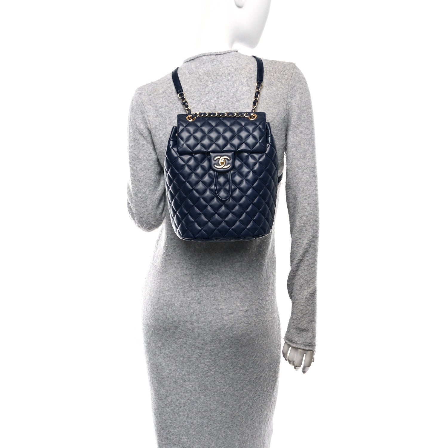 Calfskin Quilted Small Urban Spirit Backpack Navy