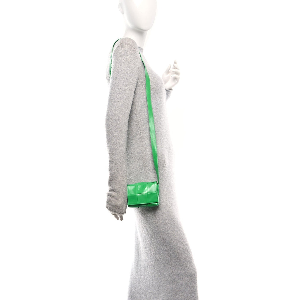 Paper Calfskin Maxi Intreccio Extra Mini Cassette Crossbody Bag Parakeet