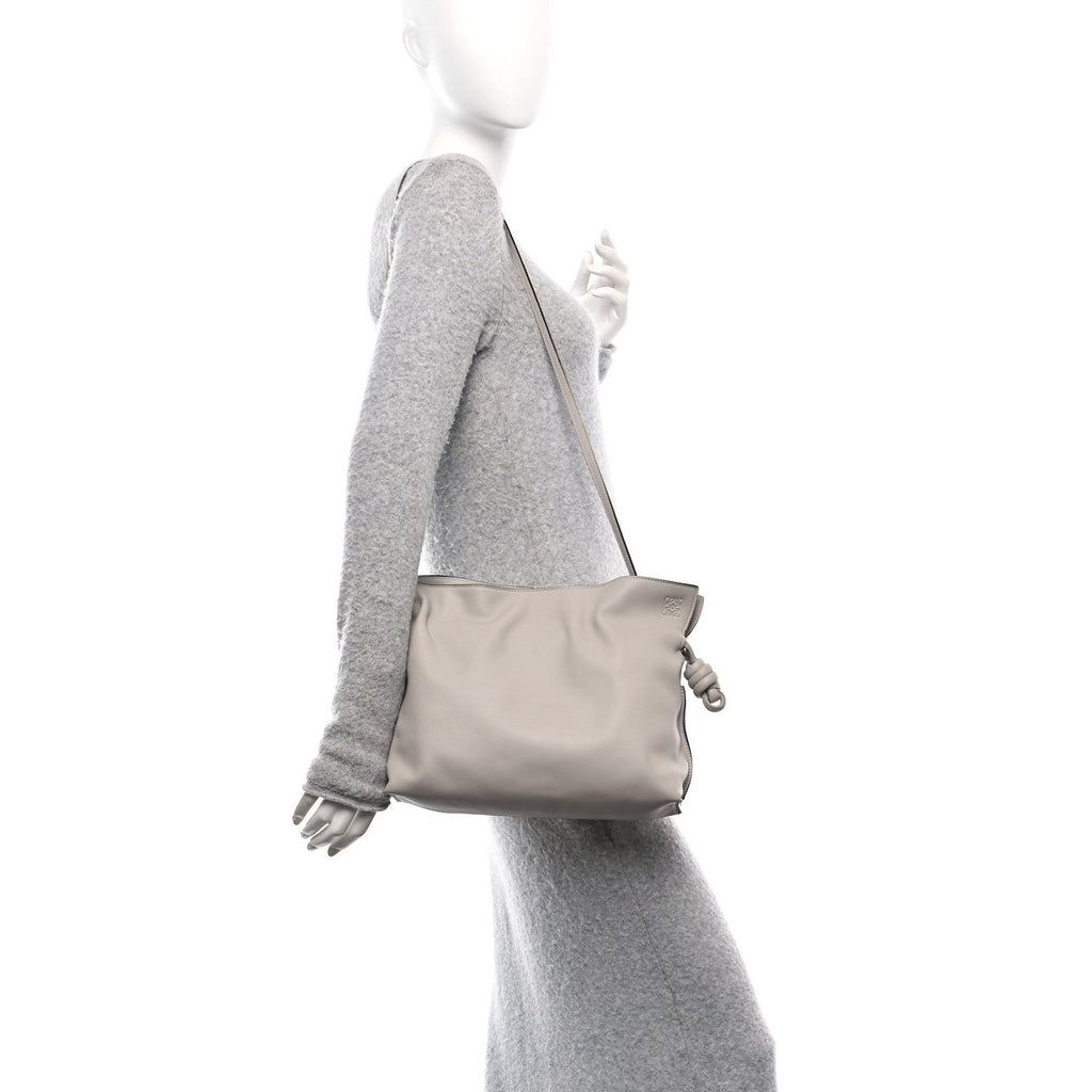 Mellow Nappa Medium Flamenco Knot Clutch Ghost