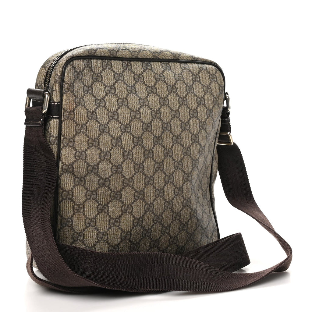 GG Plus Monogram Selleria Calfskin Medium Messenger Bag Beige Ebony Cocoa Dark Chocolate