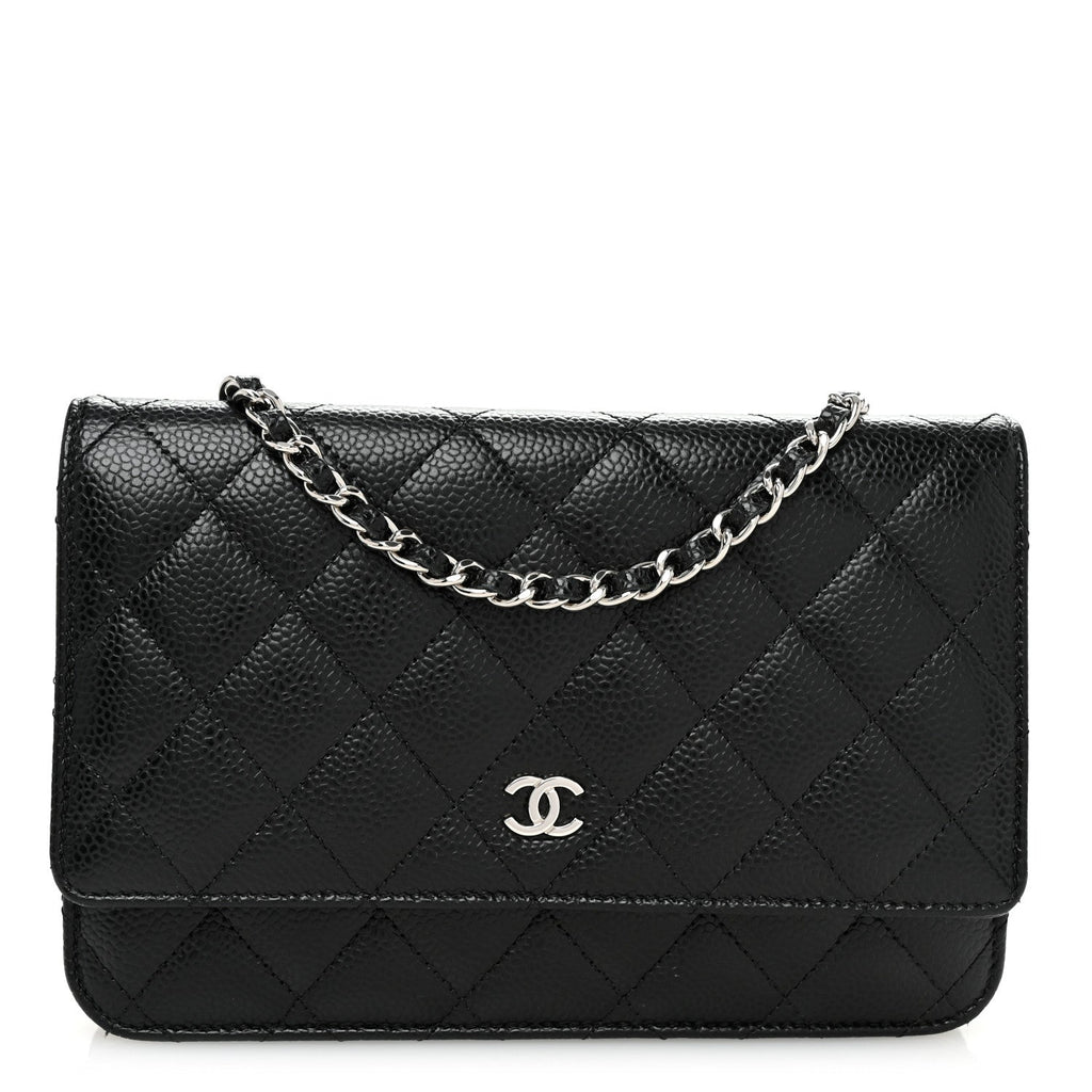 Caviar Quilted Wallet on Chain WOC Black
