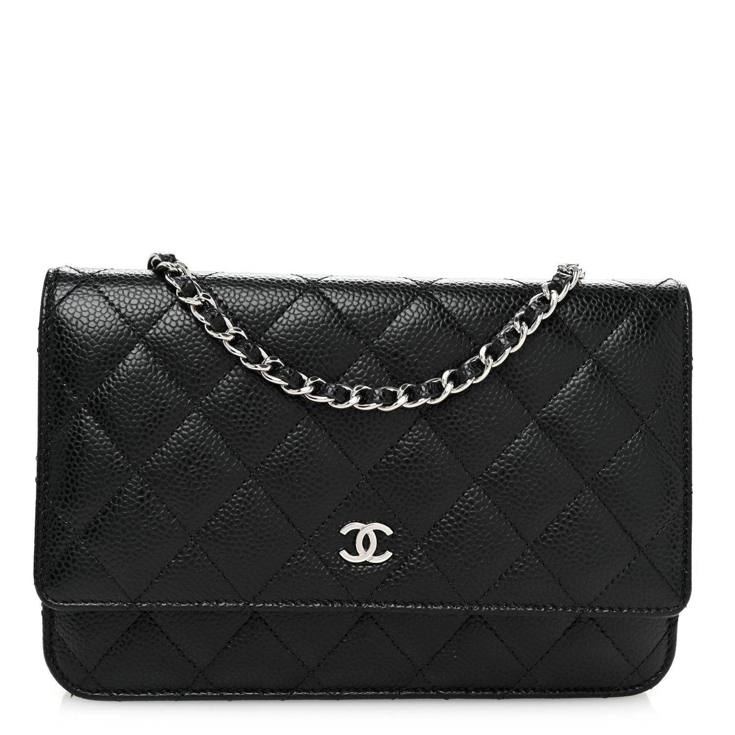 Caviar Quilted Wallet on Chain WOC Black