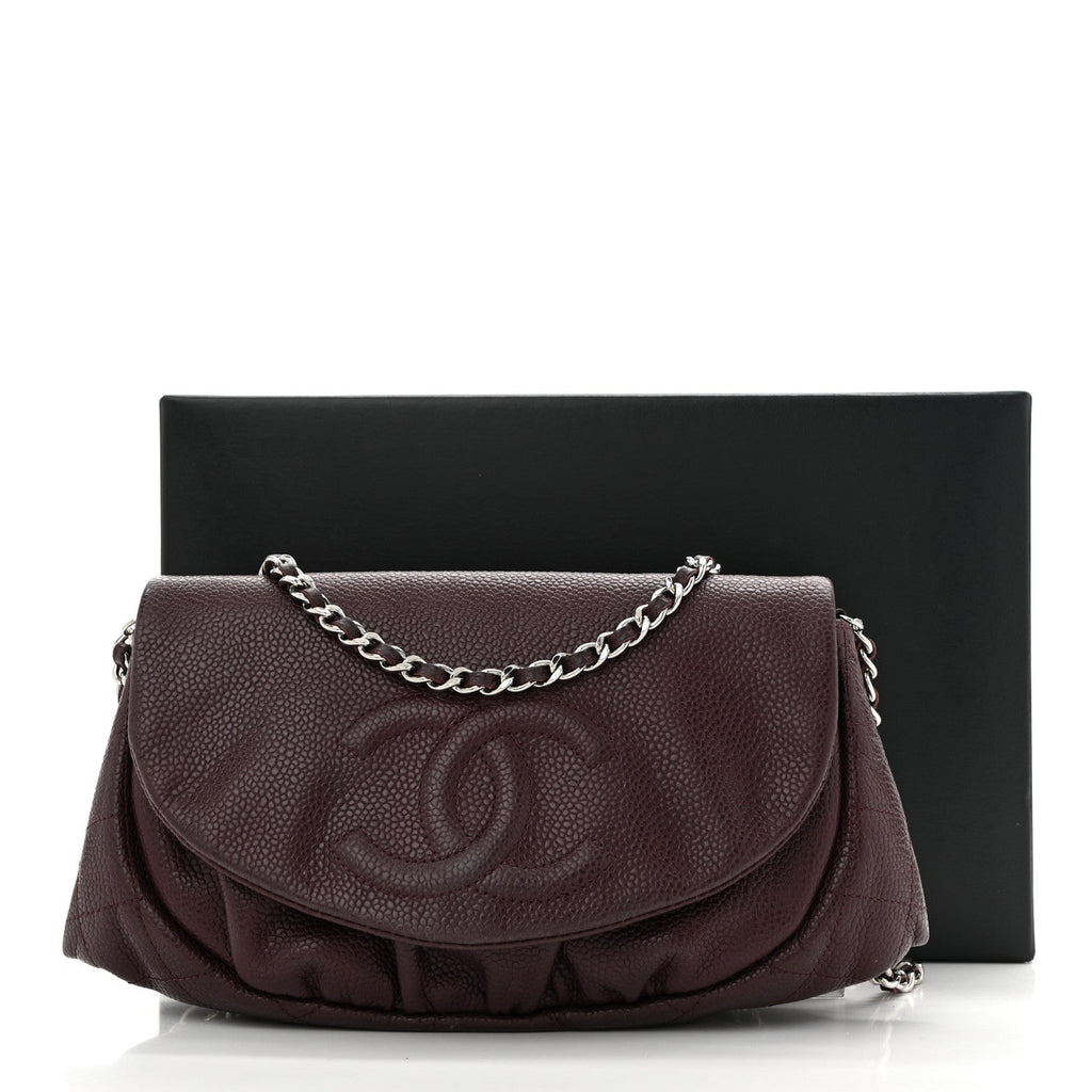 Caviar Half Moon Wallet On Chain WOC Bordeaux