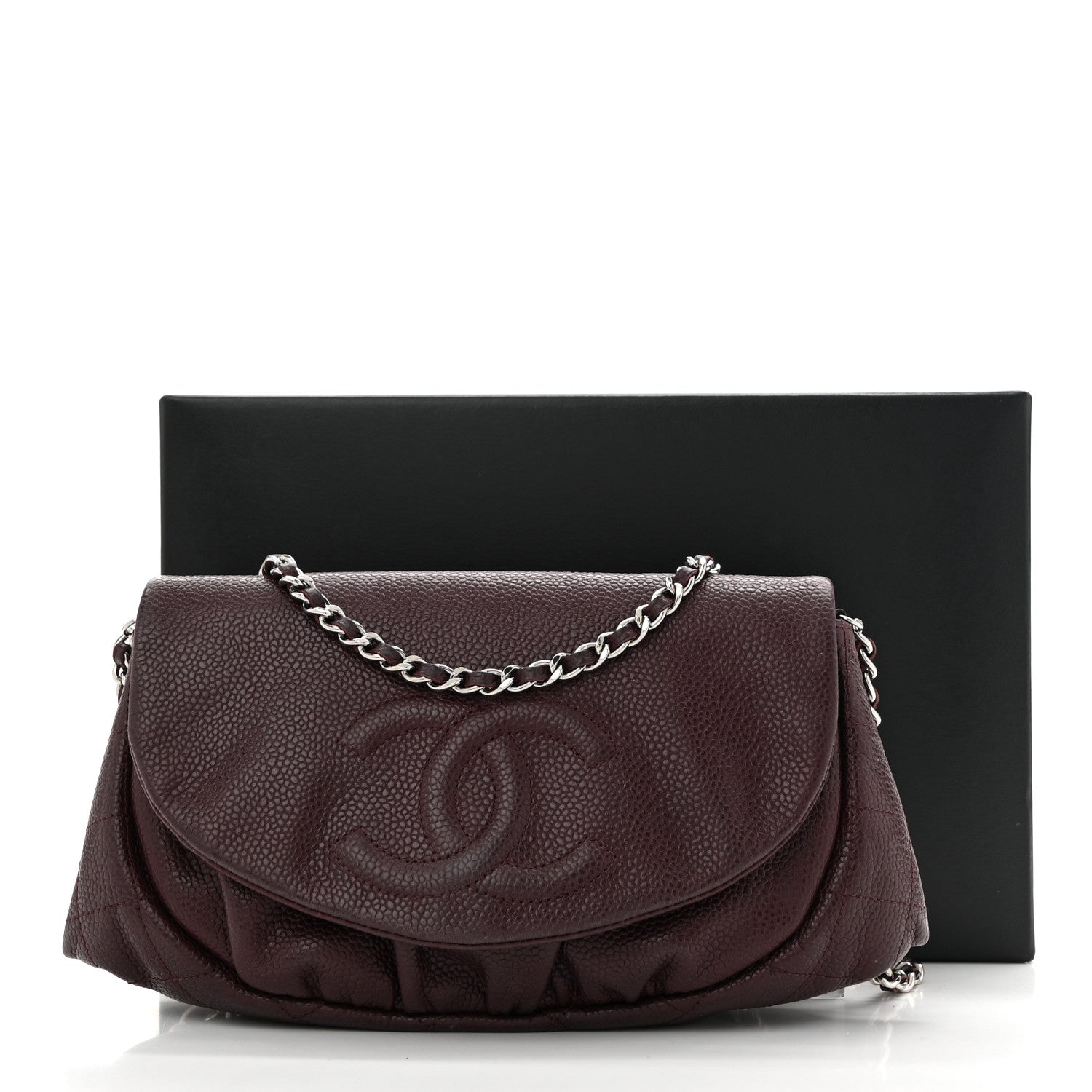Caviar Half Moon Wallet On Chain WOC Bordeaux
