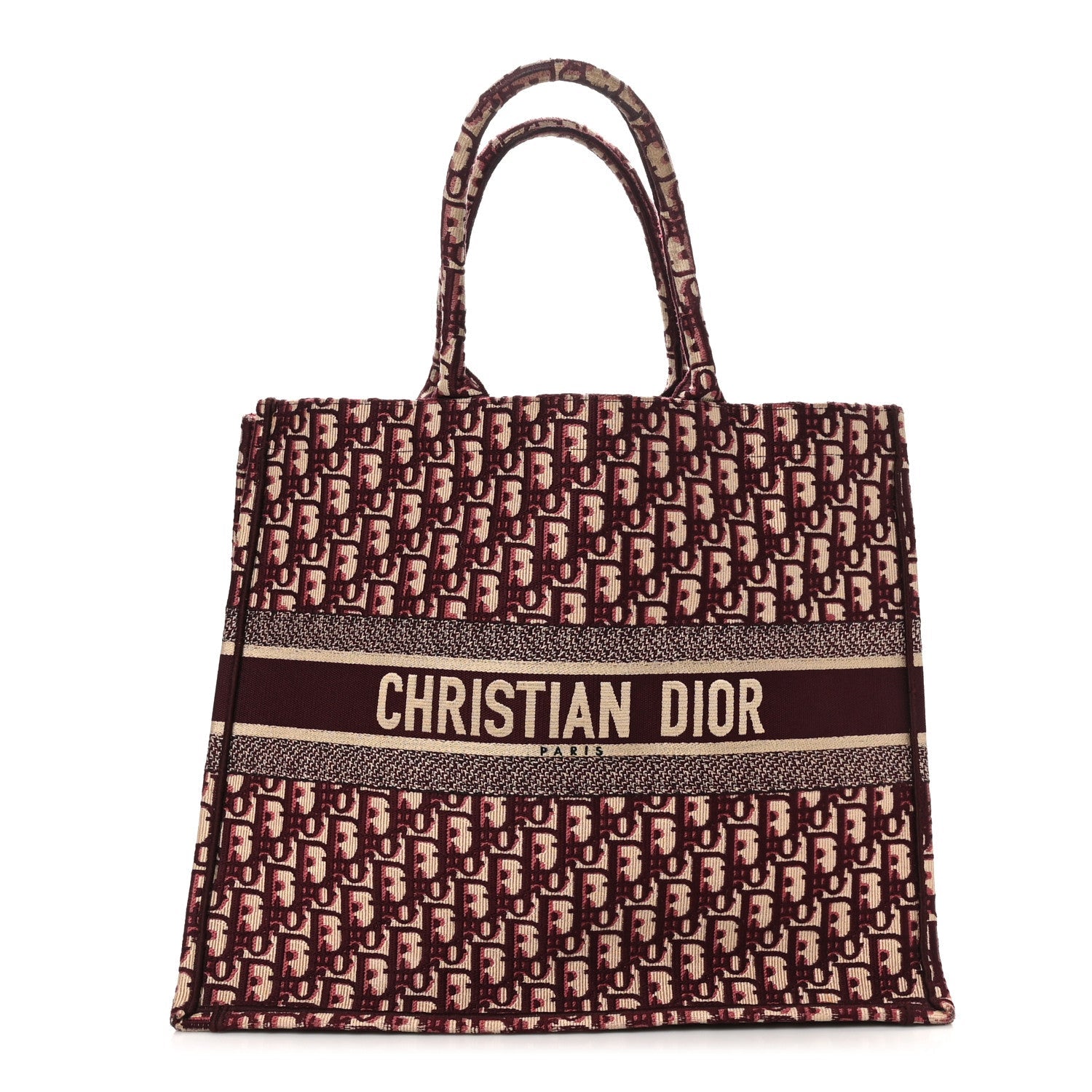 Oblique Large Book Tote Burgundy Multicolor
