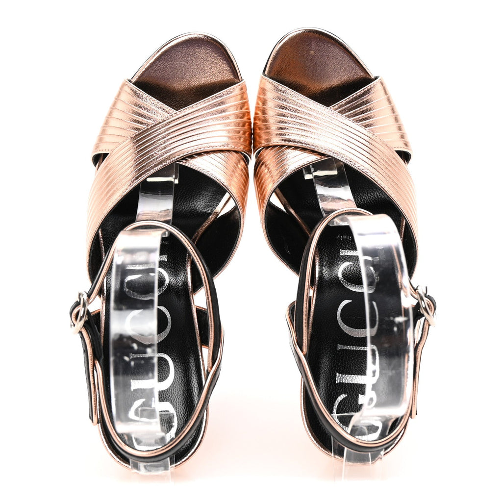 Malaga Kid Webby Crossover High Heel Sandals 36.5 Champagne