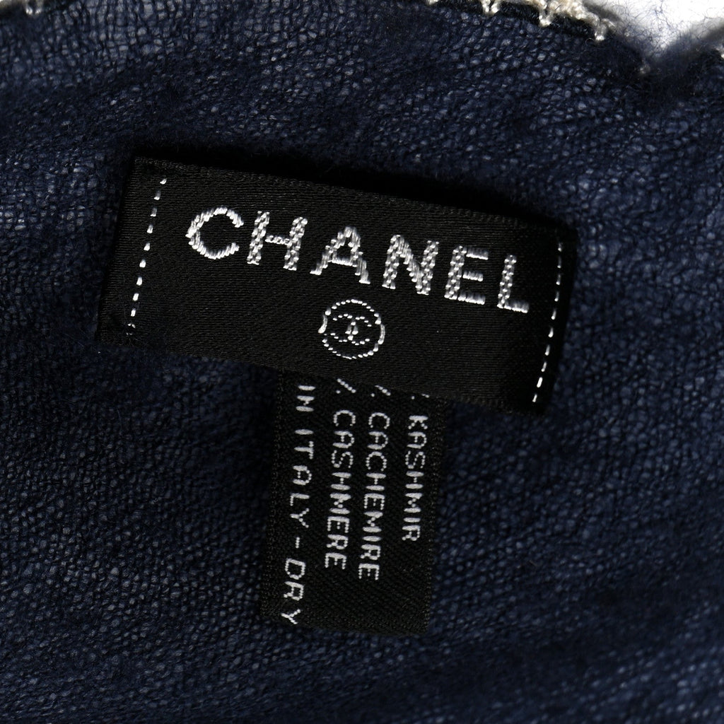 Cashmere CC Scarf Navy White