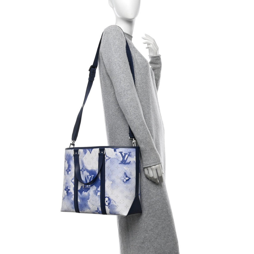 Monogram Watercolor Weekend Tote PM Blue