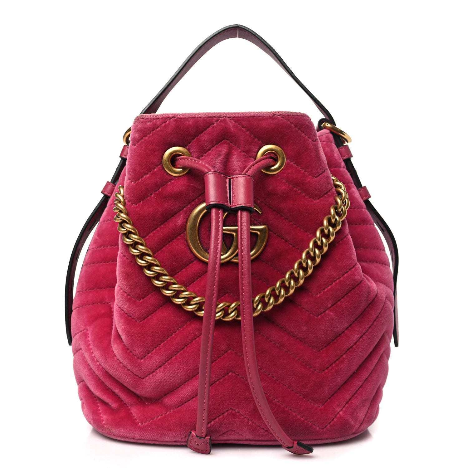 Velvet Matelasse GG Marmont Bucket Bag Light Raspberry Rose