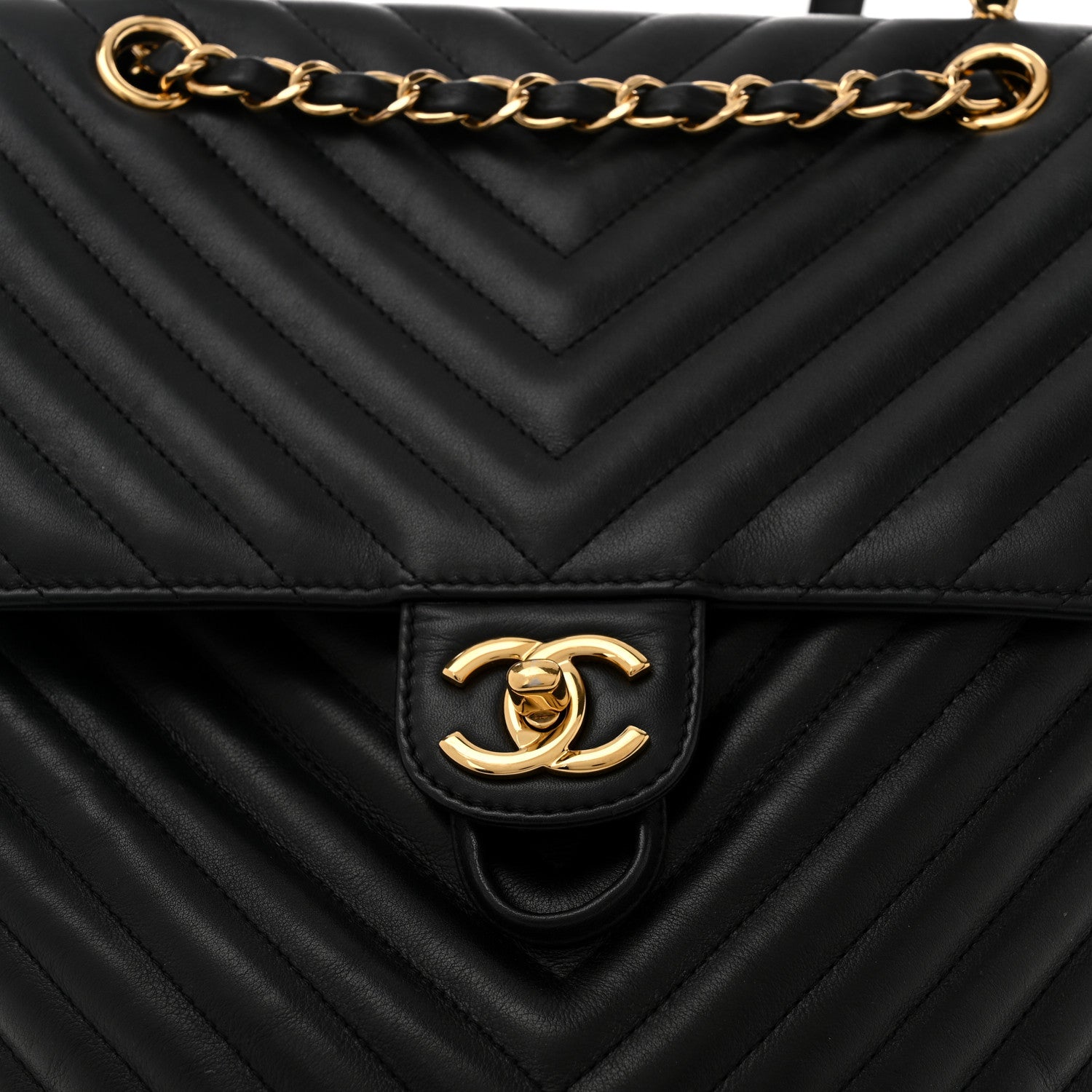 Calfskin Chevron Quilted Large Urban Spirit Backpack Black