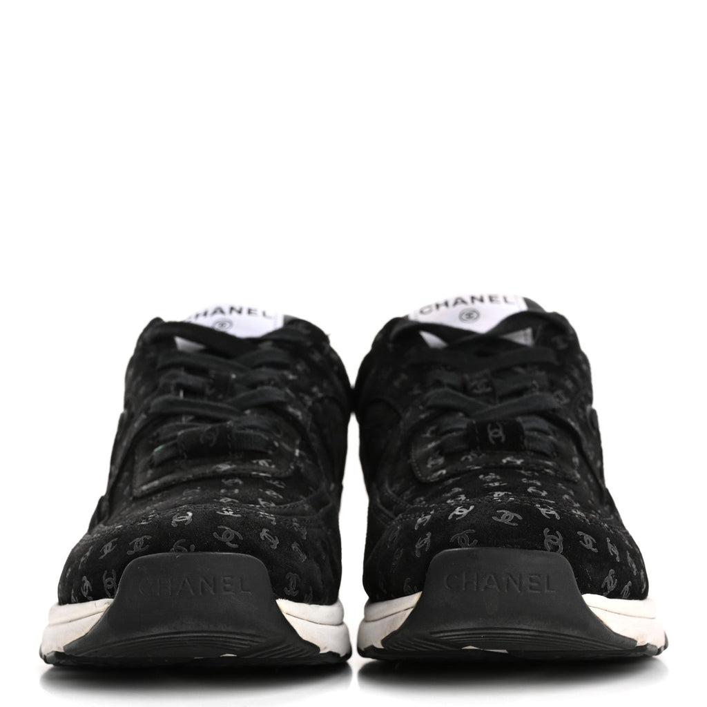 Suede Calfskin Printed CC Sneakers 38.5 Black