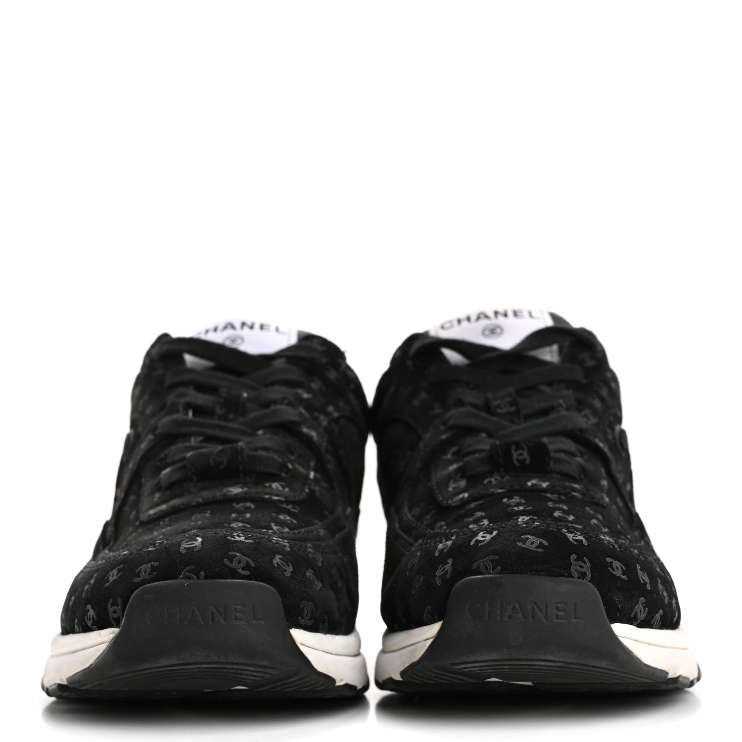 Suede Calfskin Printed CC Sneakers 38.5 Black