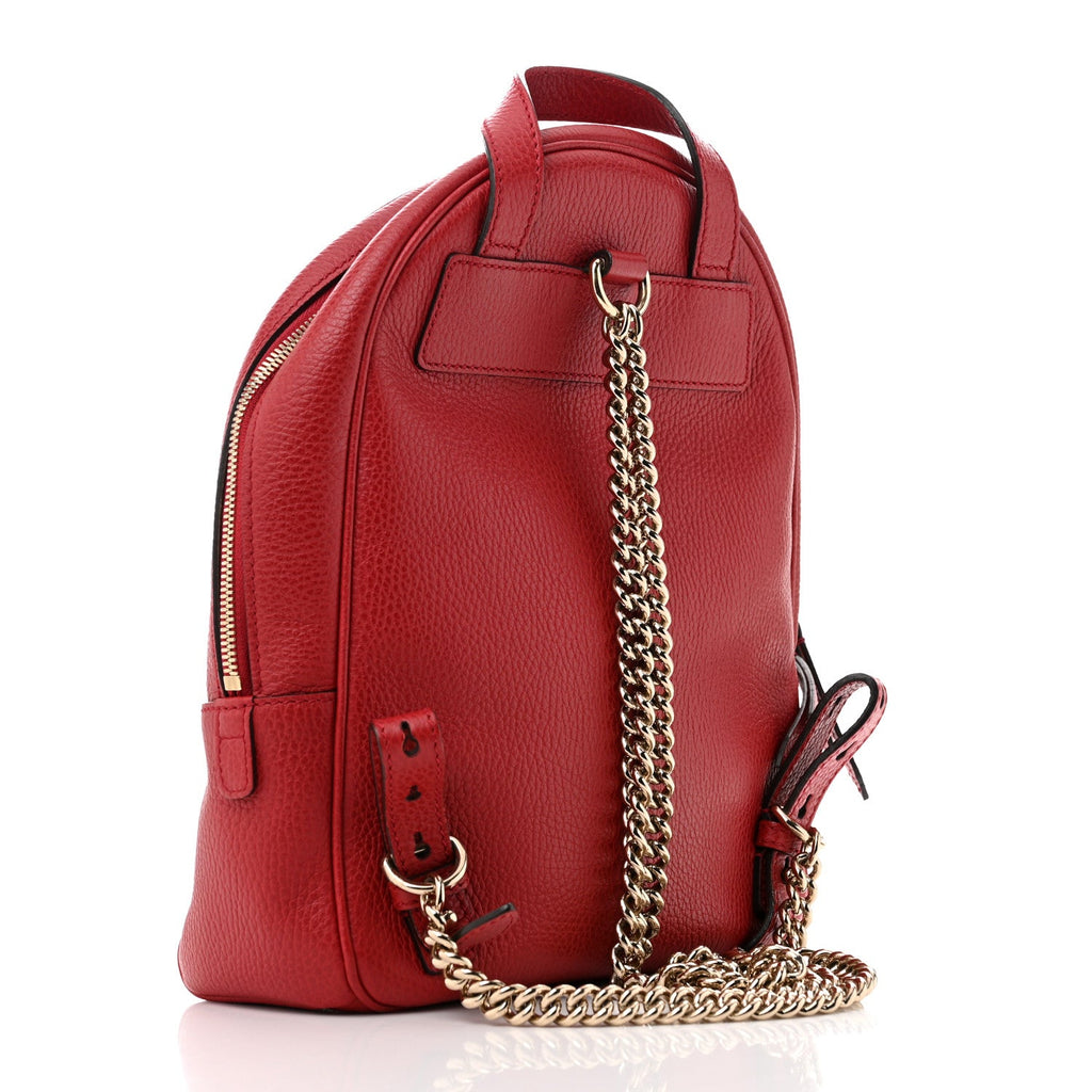 Pebbled Calfskin Soho Chain Backpack Hibiscus Red