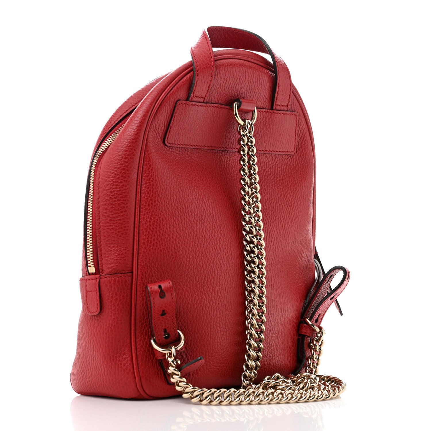 Pebbled Calfskin Soho Chain Backpack Hibiscus Red