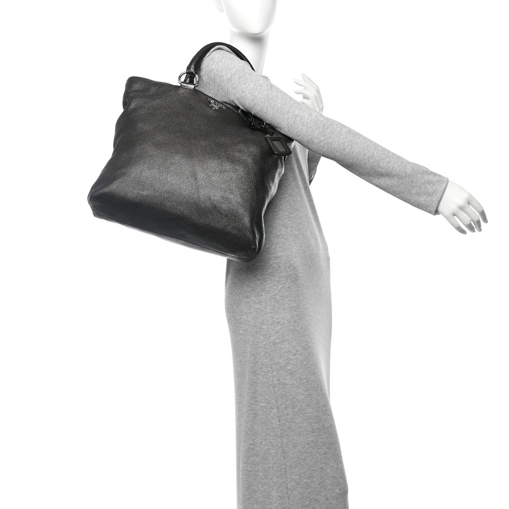 Vitello Daino Shopping Tote Piombo Mordore