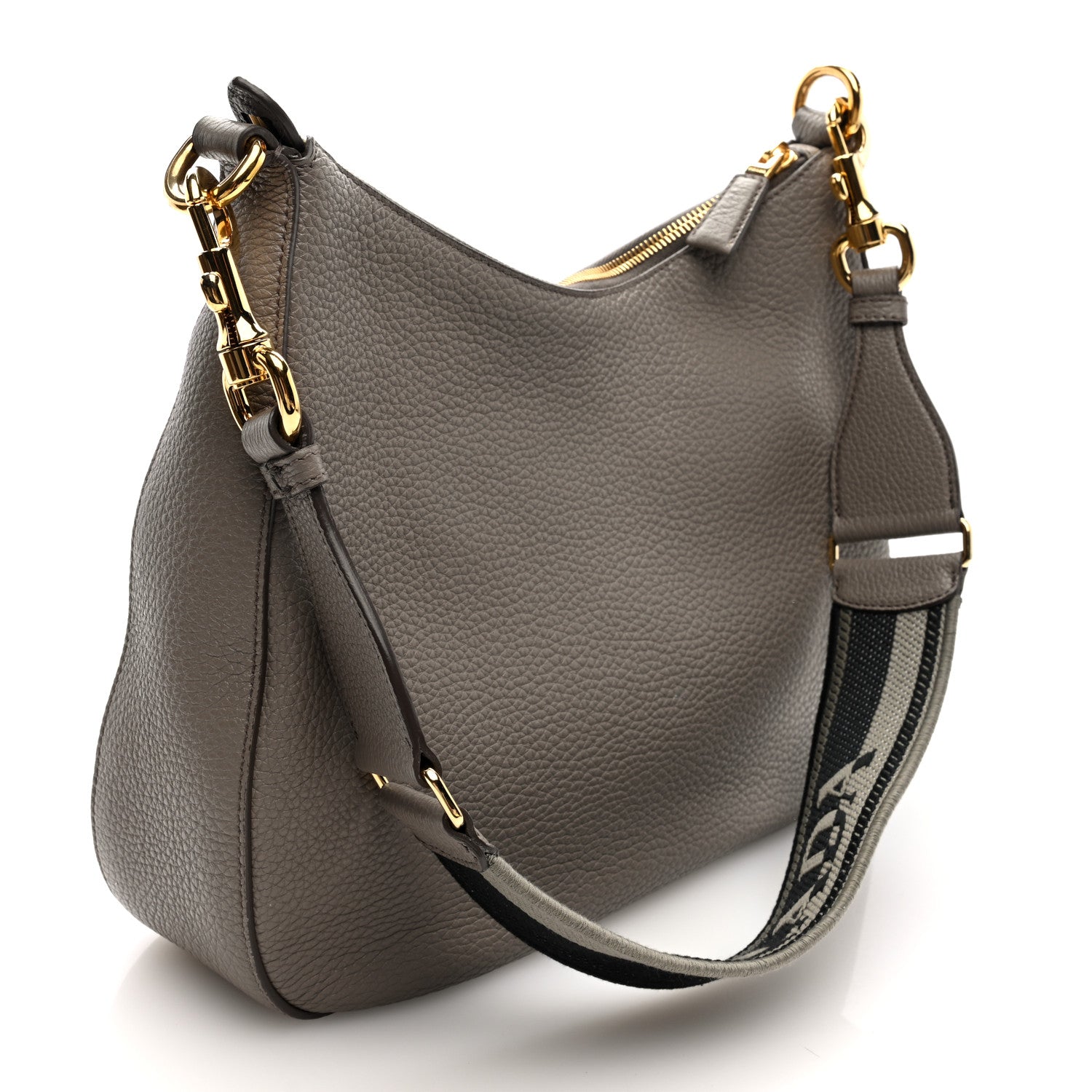 Vitello Daino Soft Large Zippered Messenger Hobo Argilla