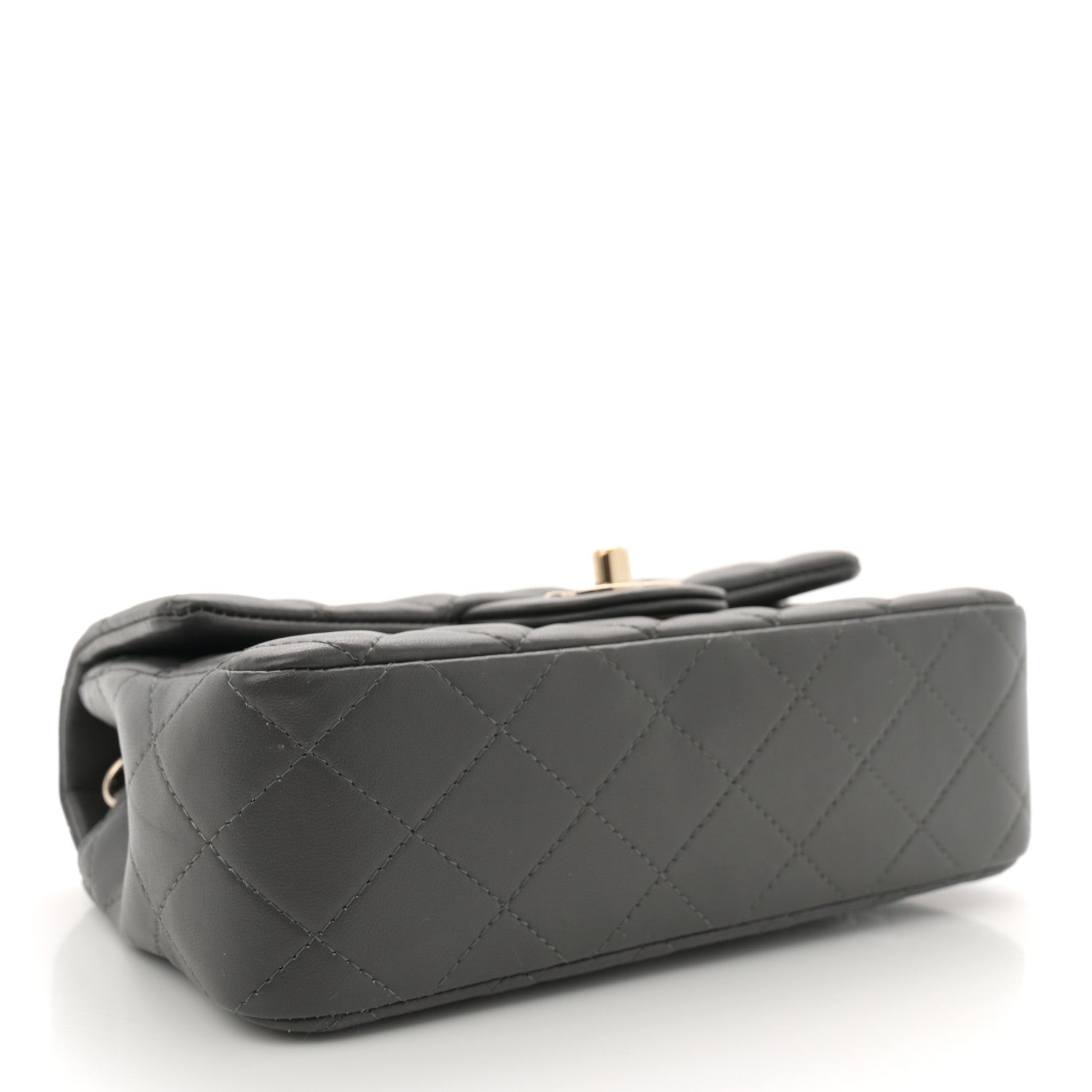 Lambskin Quilted Mini Rectangular Flap Dark Grey