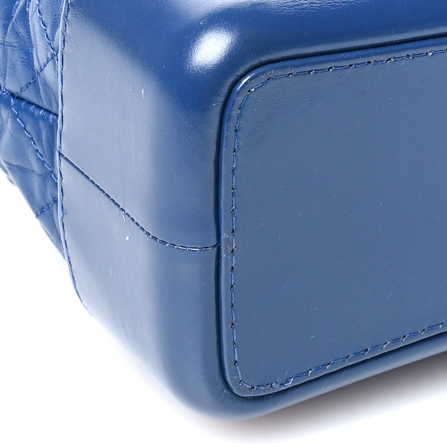 Aged Calfskin Quilted Gabrielle Backpack Blue