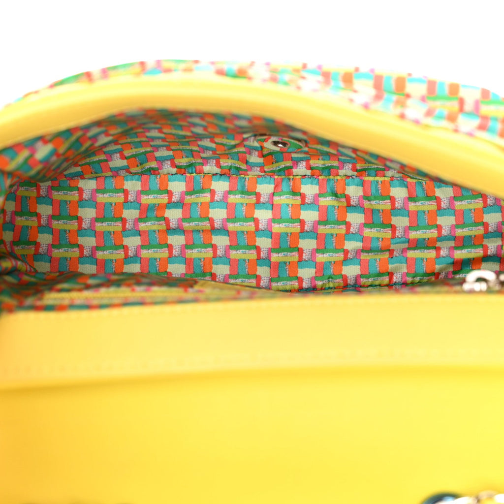 Rubber Quilted Lambskin Mini Square Coco Rain Flap Yellow