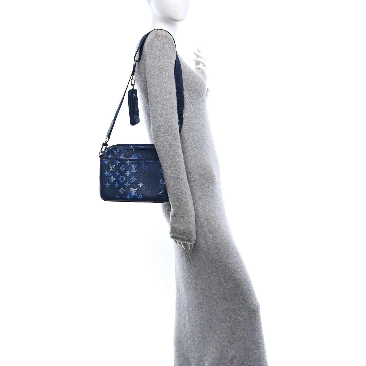 Monogram Ink Watercolor Trio Messenger Bag Blue