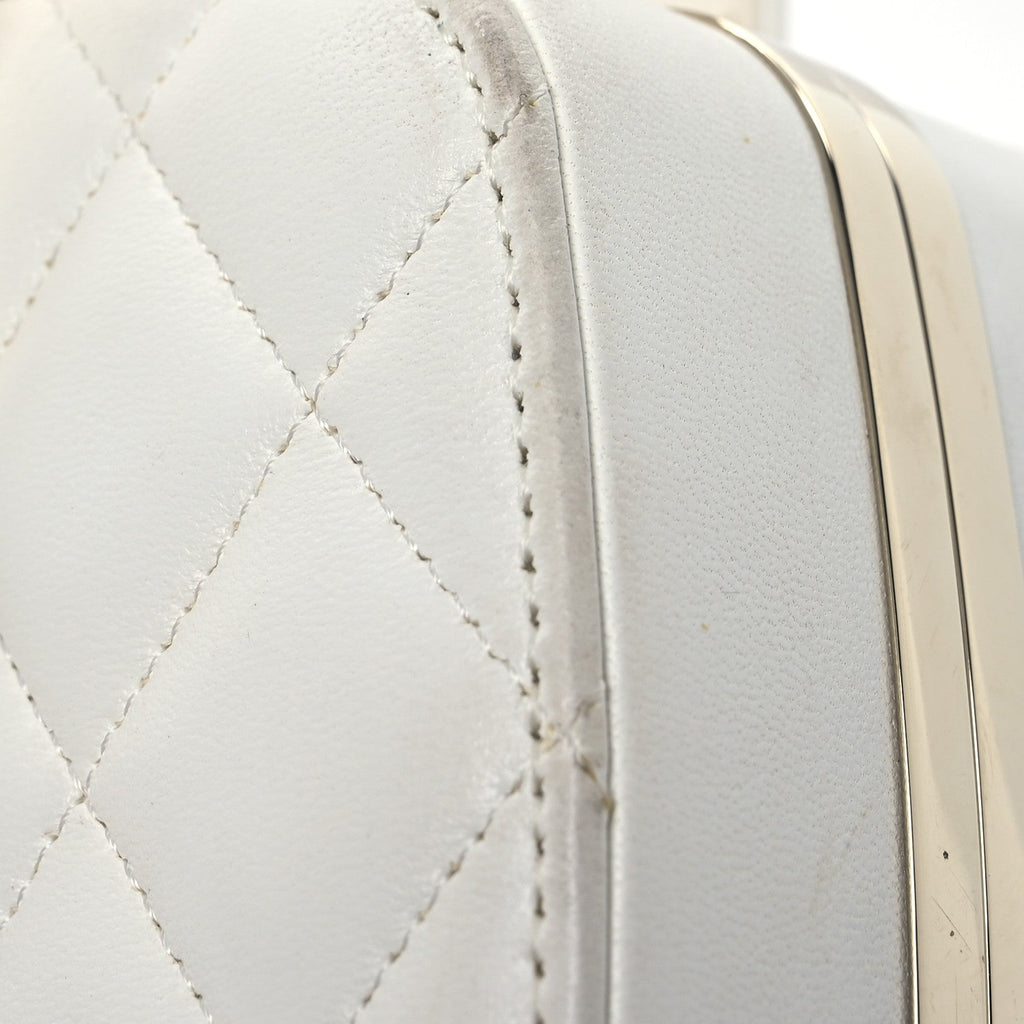 Lambskin Minaudiere Vanity With Handle White
