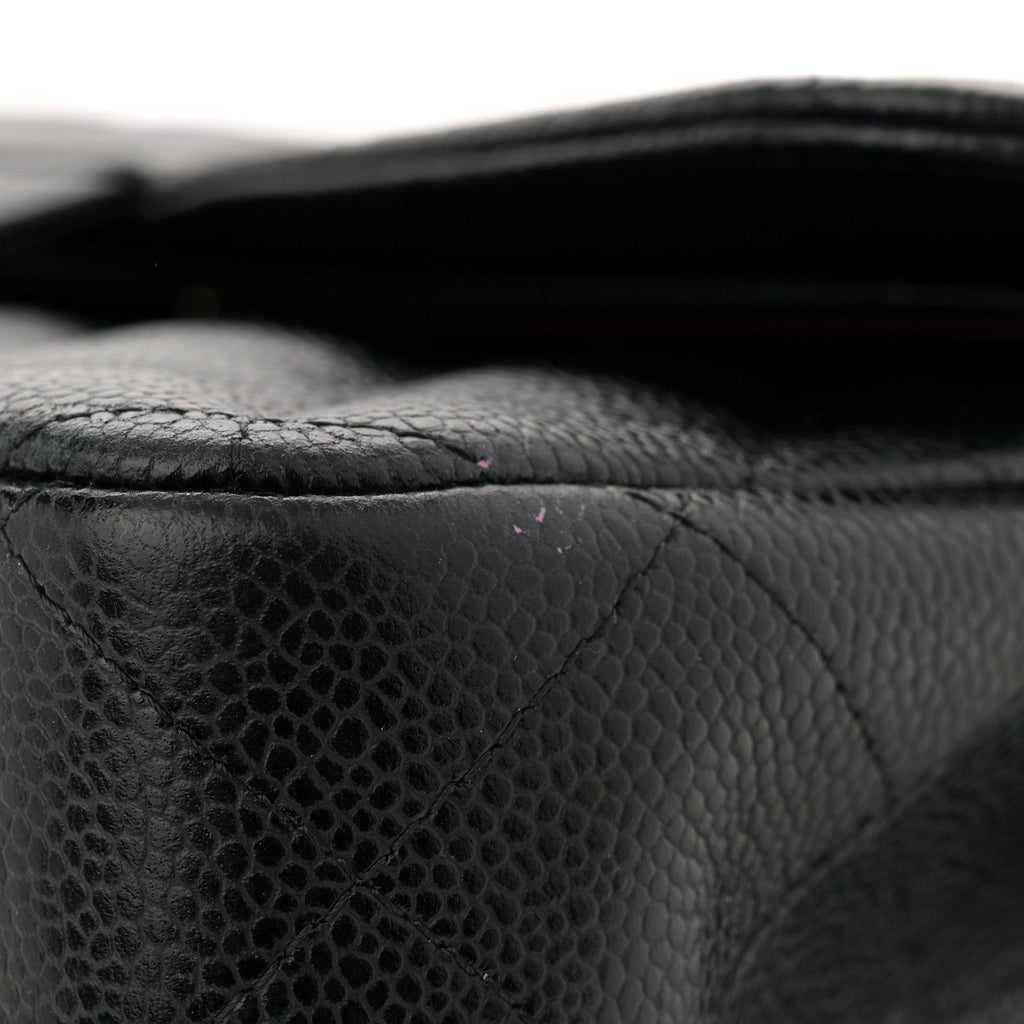 Caviar Quilted Jumbo Double Flap Black