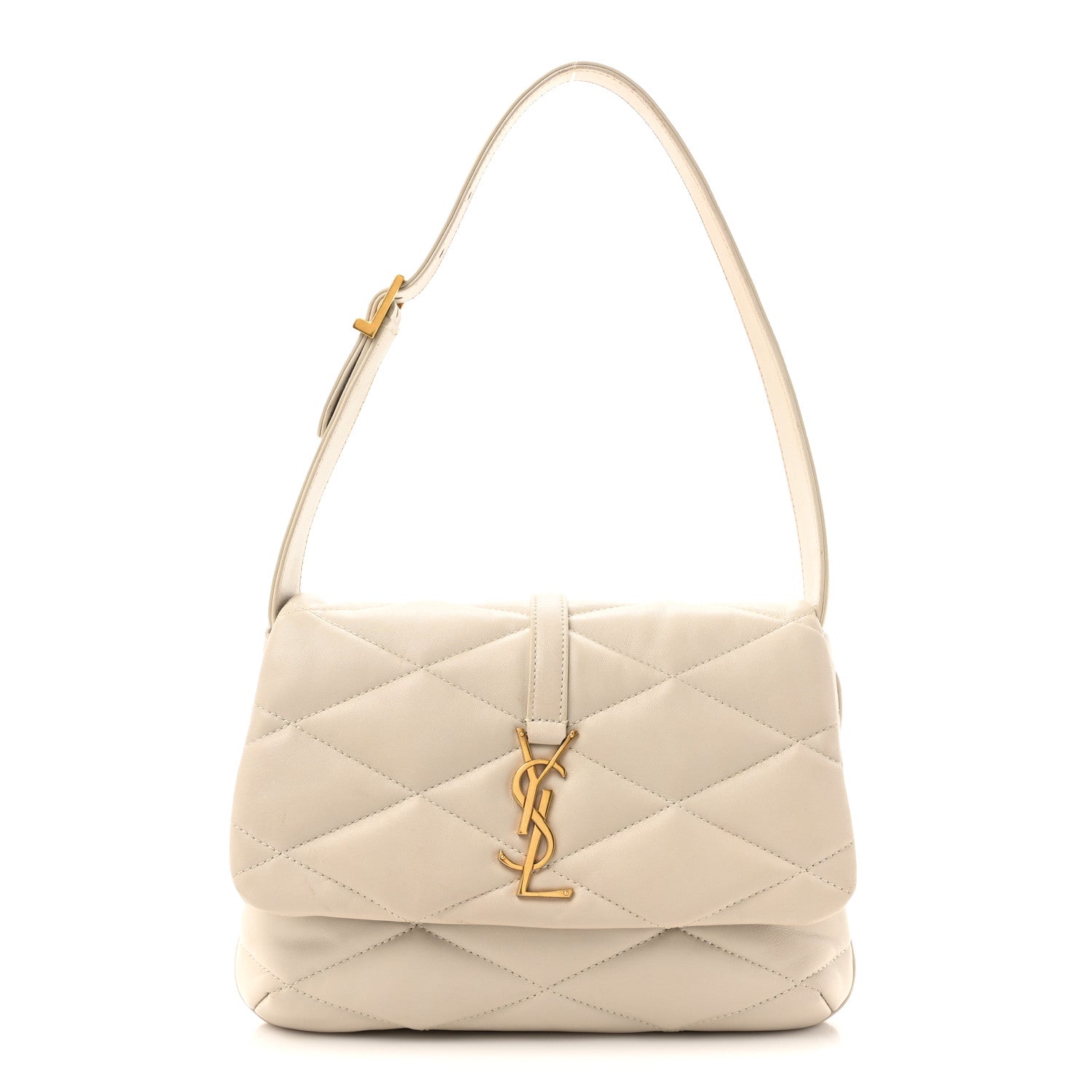Lambskin Quilted Le 57 Diamond Shoulder Bag Crema Soft
