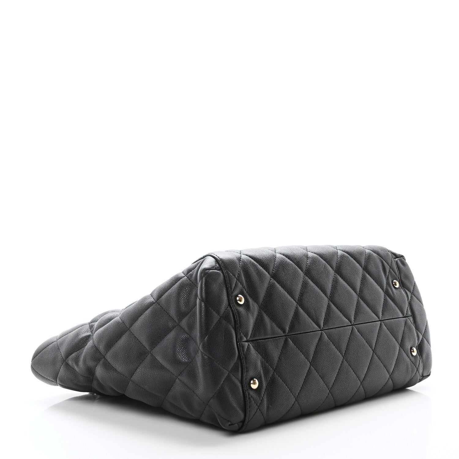 Caviar Quilted Large Shopping Tote Black