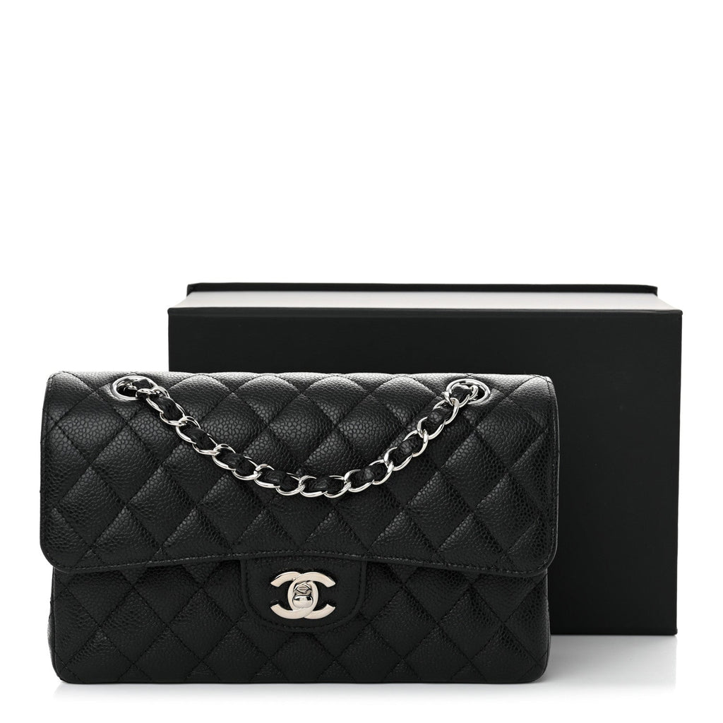 Caviar Quilted Small Double Flap Black