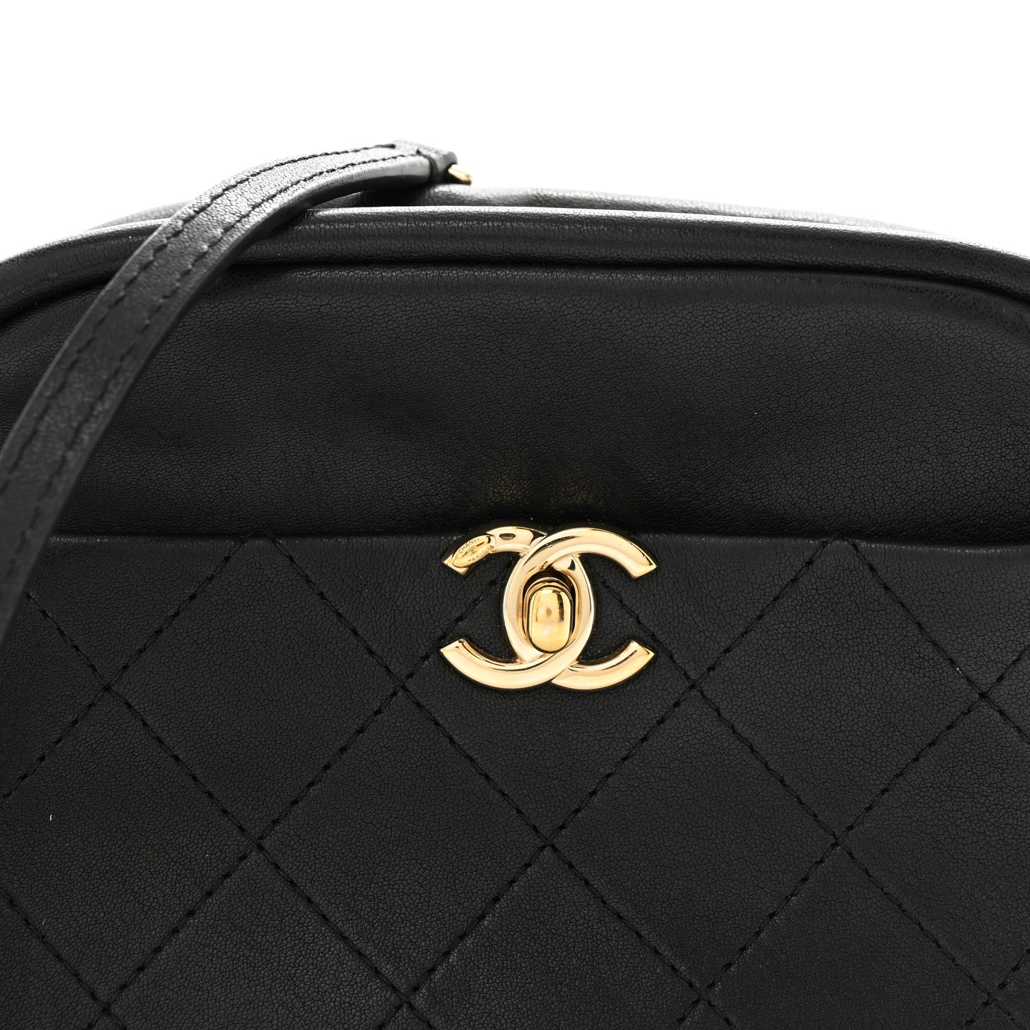 Goatskin Quilted Small Casual Trip Camera Case Black