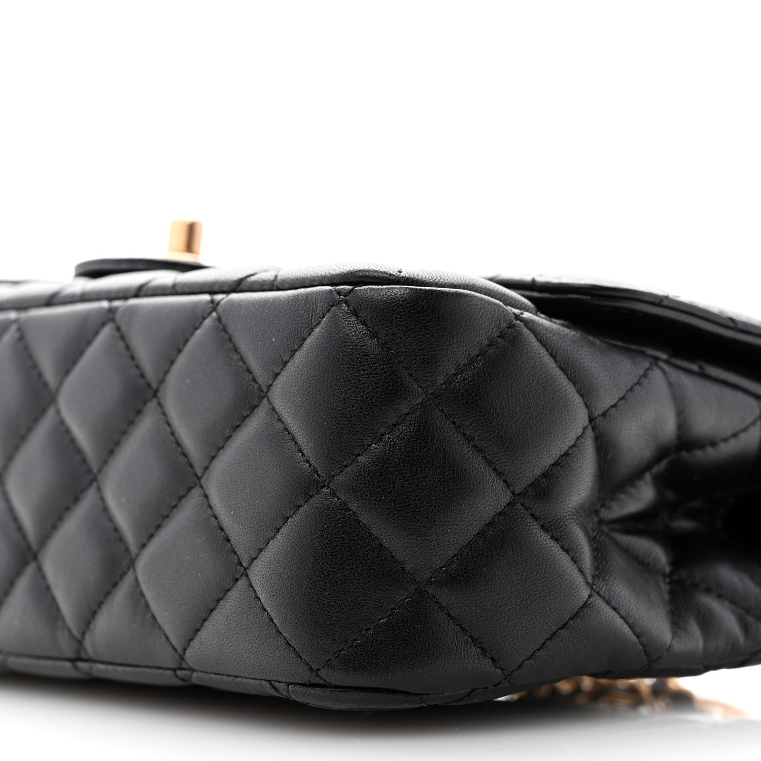 Lambskin Quilted Small Metal Top Handle Flap Black