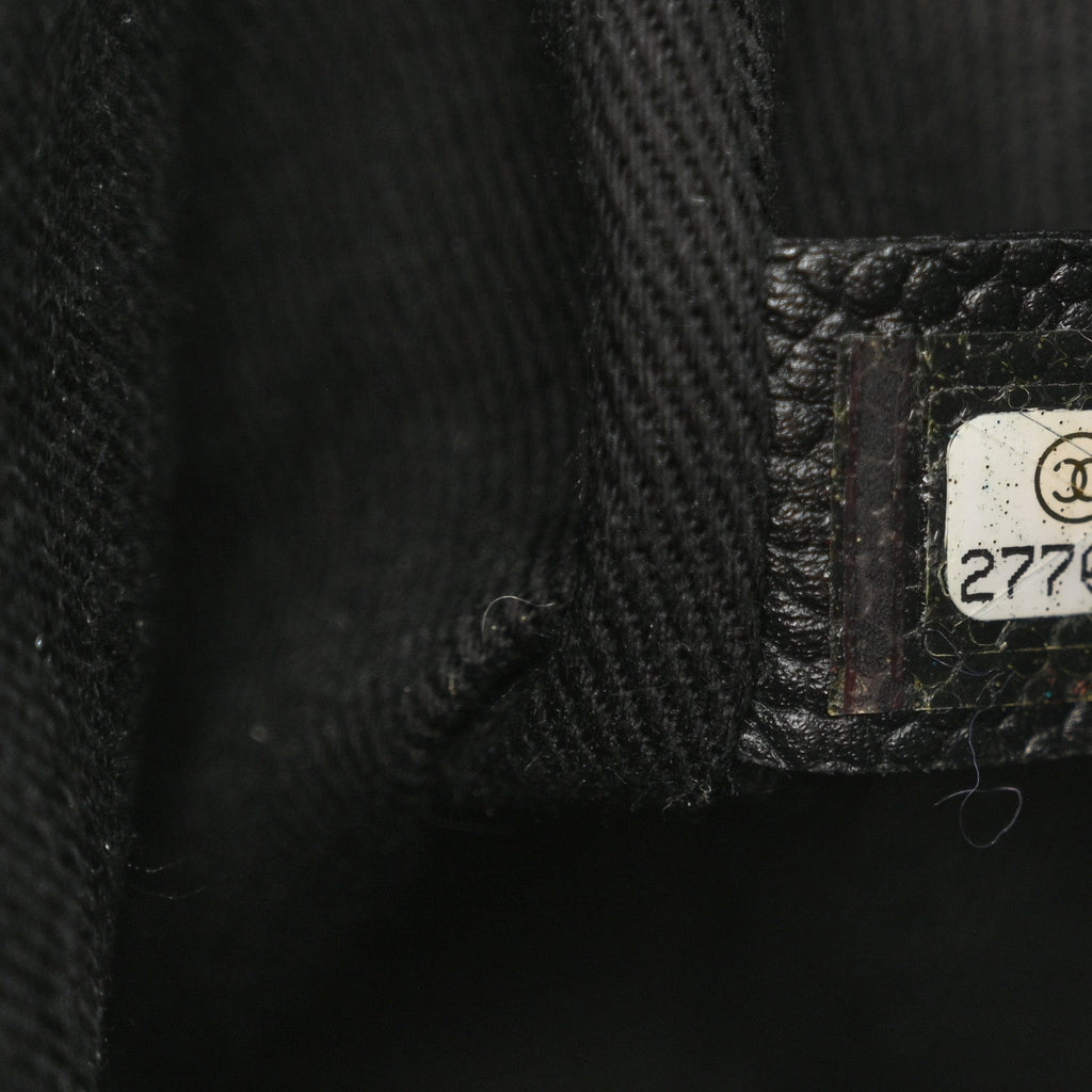 Grained Calfskin Small Stitched Flap Black