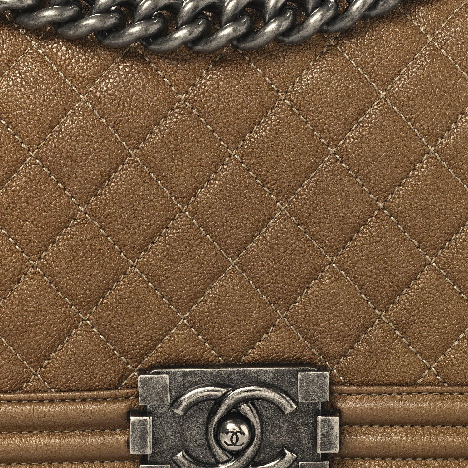Caviar Quilted Medium Boy Flap Dark Gold