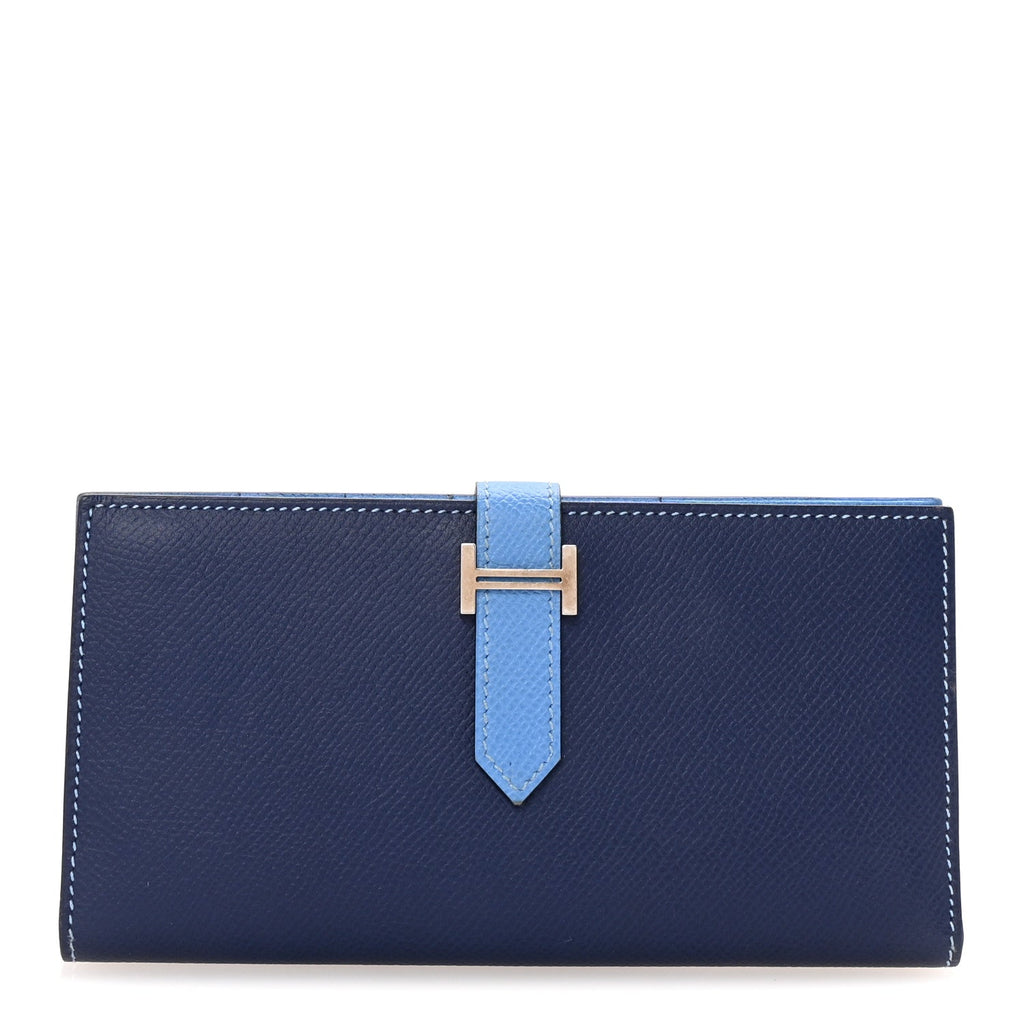 Epsom Bicolor Bearn Gusset Wallet Bleu Saphir Bleu Paradis