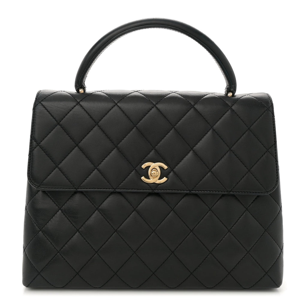 Lambskin Quilted Jumbo Kelly Flap Bag Black