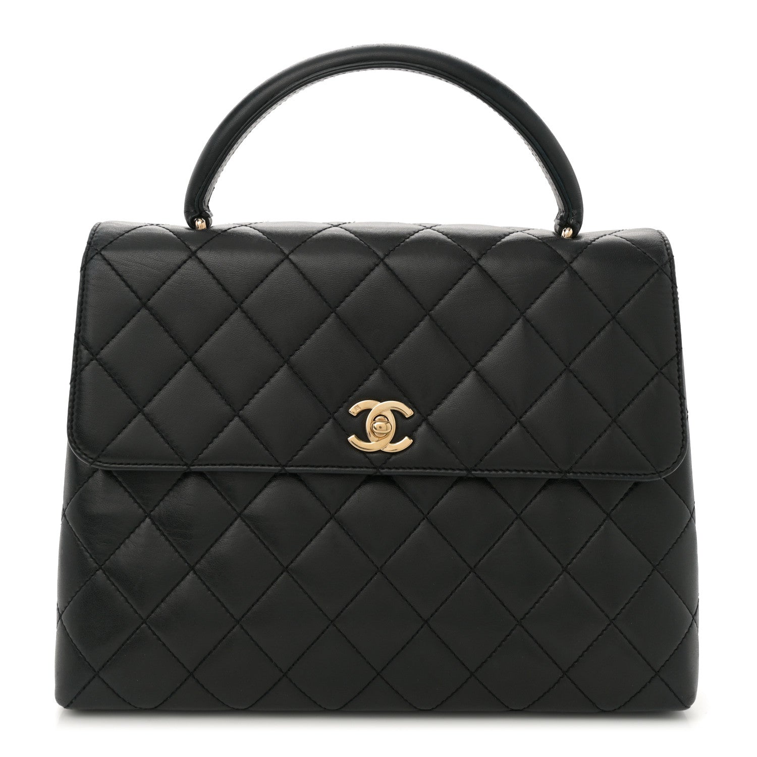 Lambskin Quilted Jumbo Kelly Flap Bag Black