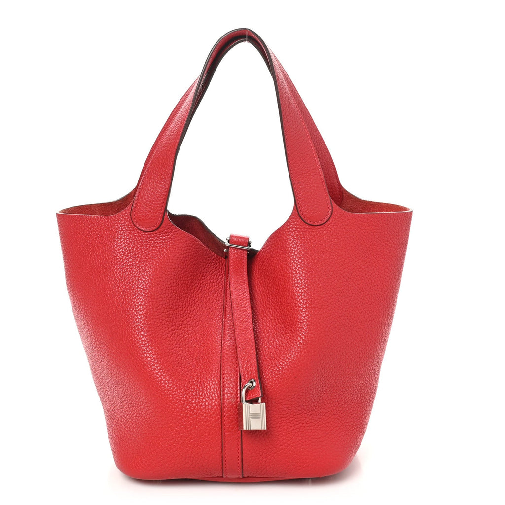Taurillon Clemence Picotin Lock 22 MM Rouge Casaque