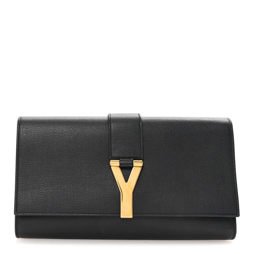 Textured Calfskin Classic Y Ligne Clutch Black